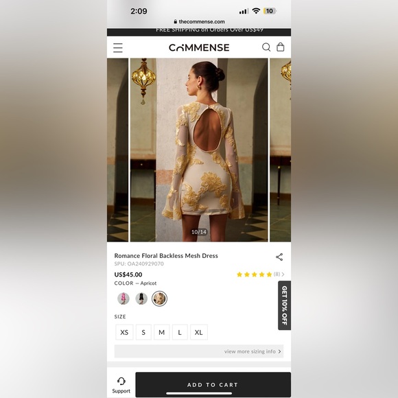 Commense Apricot Floral Mesh Dress - Picture 3 of 5